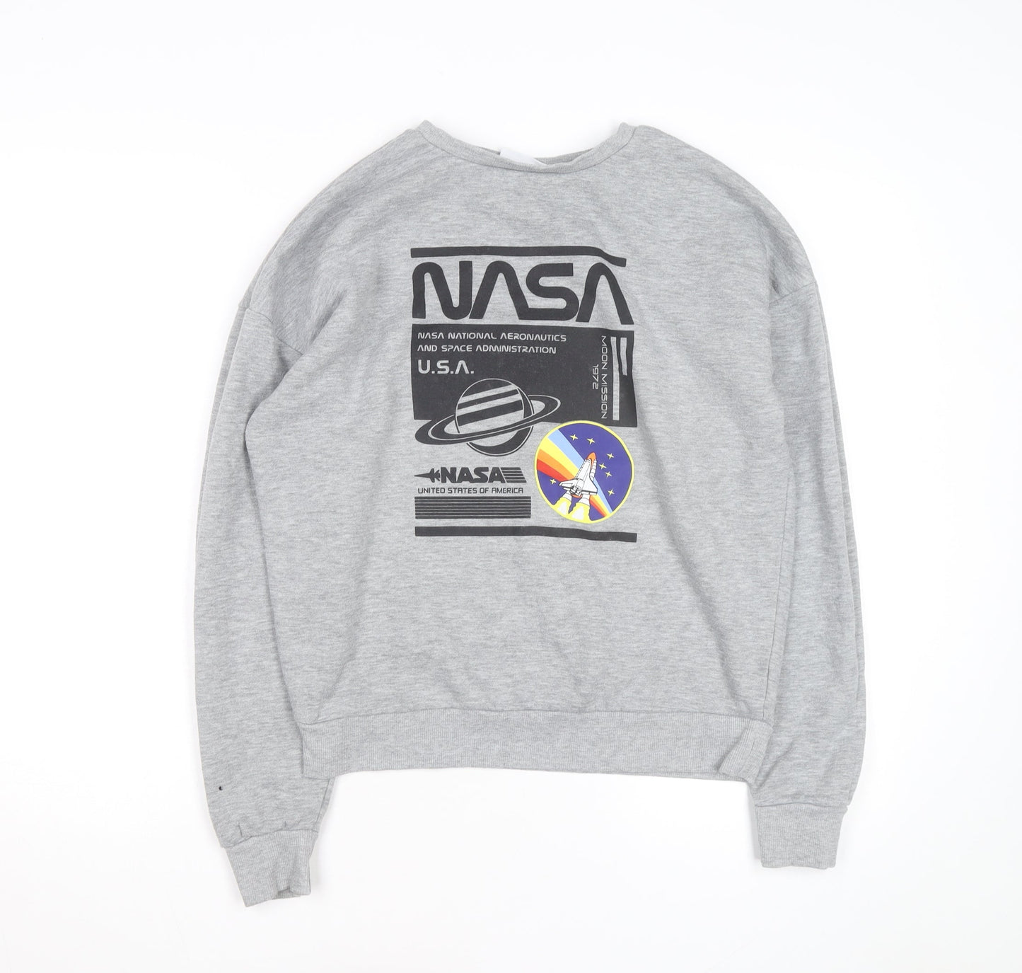 NASA Men's Grey Graphic Print Pullover Sweatshirt Size S