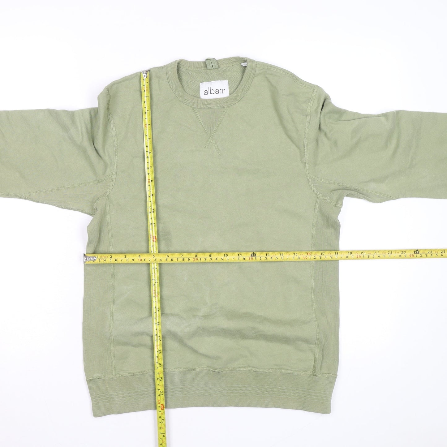 Albam Men's Green XS Crew Neck Cotton Pullover Sweatshirt