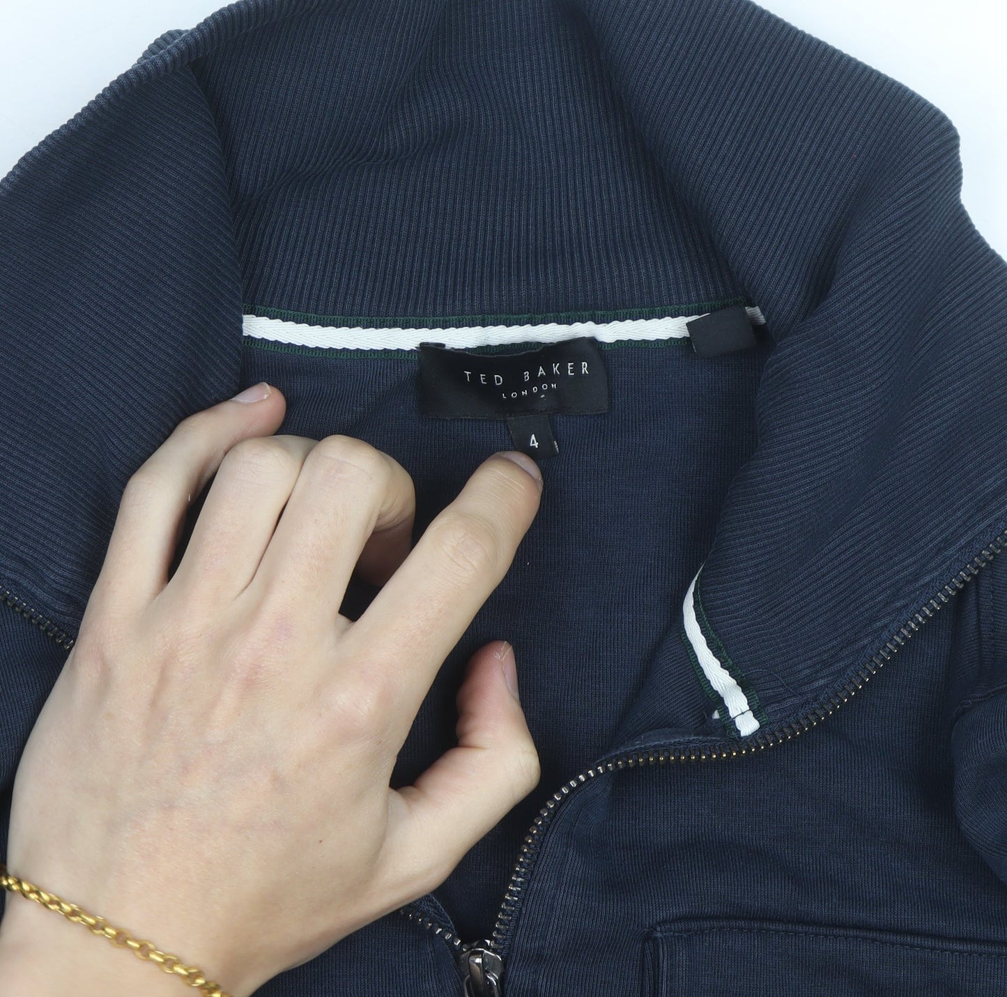 Ted Baker Men's Blue 1/4 Zip Sweatshirt Size L High Neck Cotton