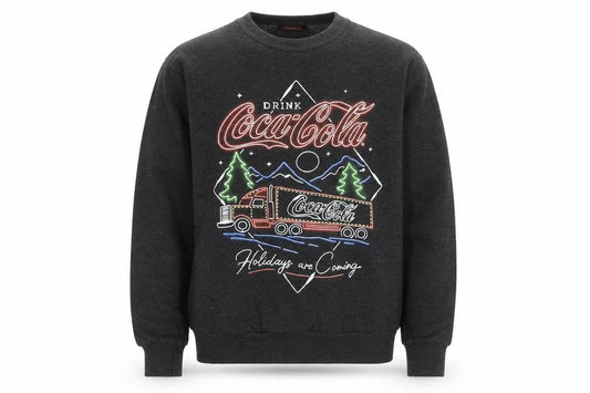 Coca-Cola Men’s Grey Christmas Graphic Pullover Sweatshirt S