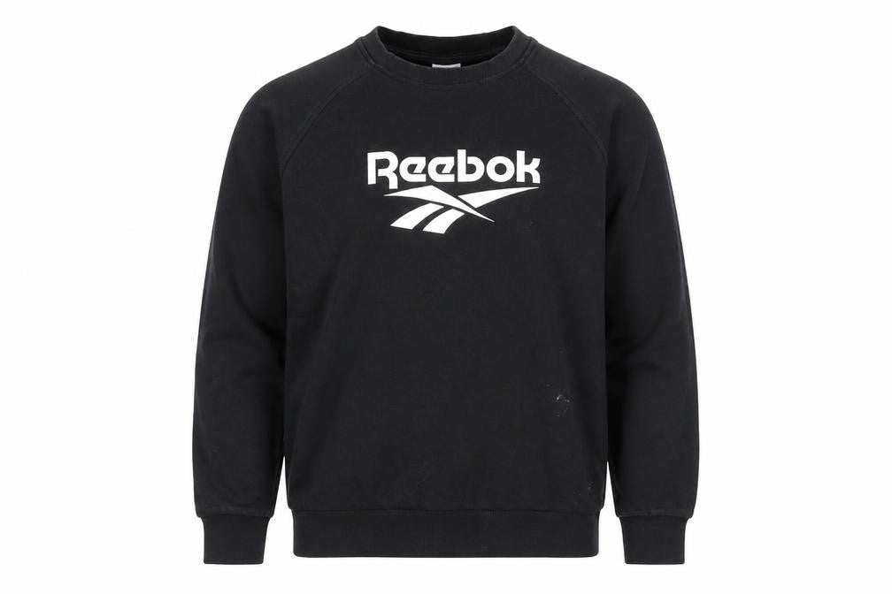 Reebok Mens Black Medium Pullover Crew Neck Logo Sweatshirt