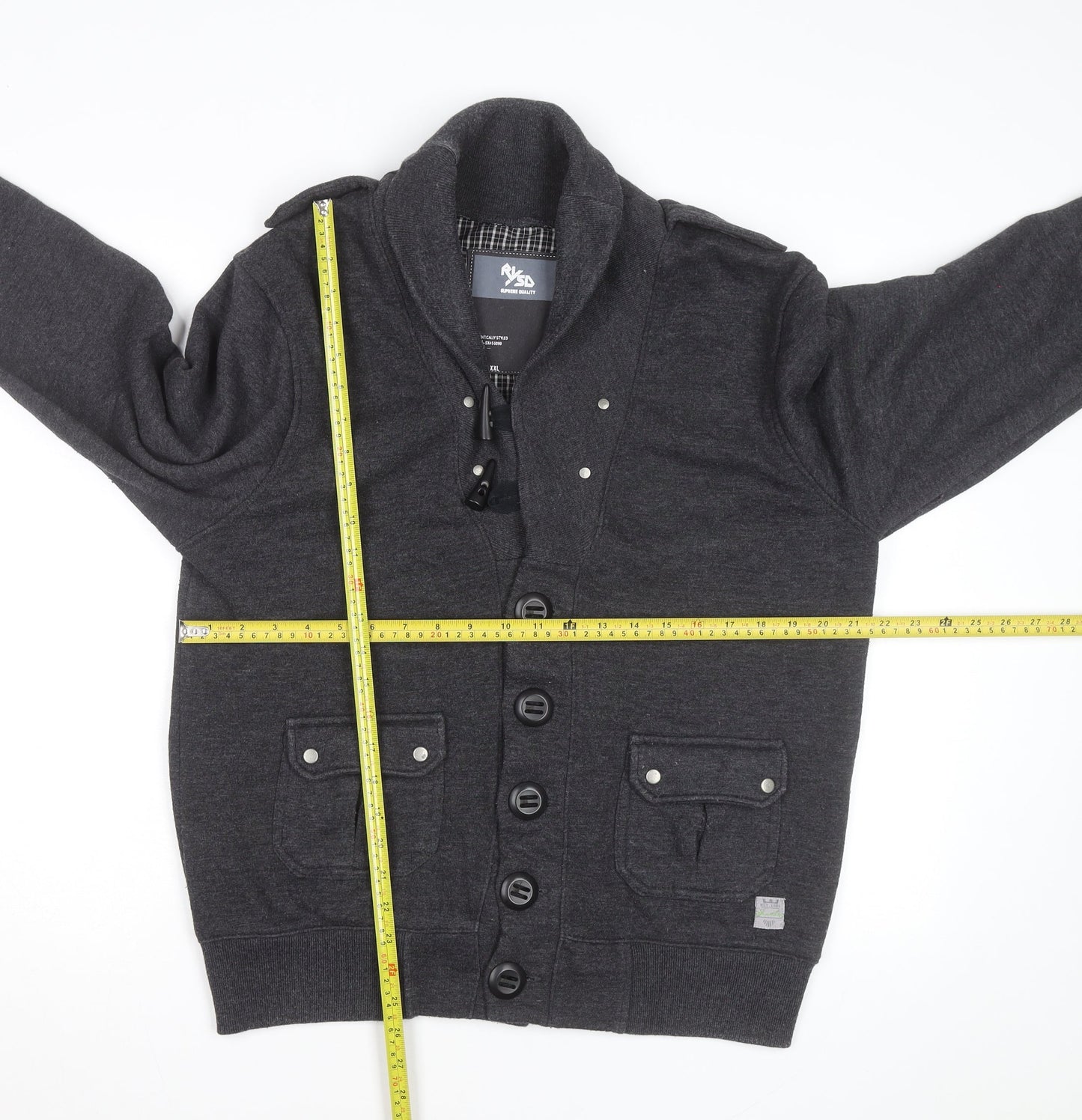 RWD Men’s Grey Button Cardigan Jumper Size XXL Cotton Blend