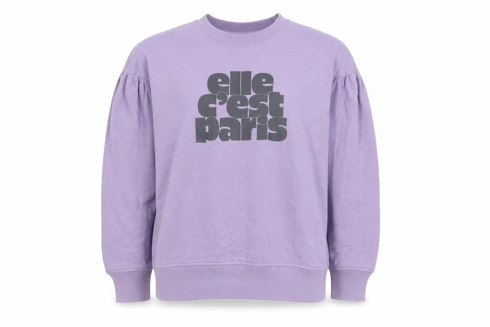 ELLE Mens Purple Graphic Print Crew Neck Sweatshirt L