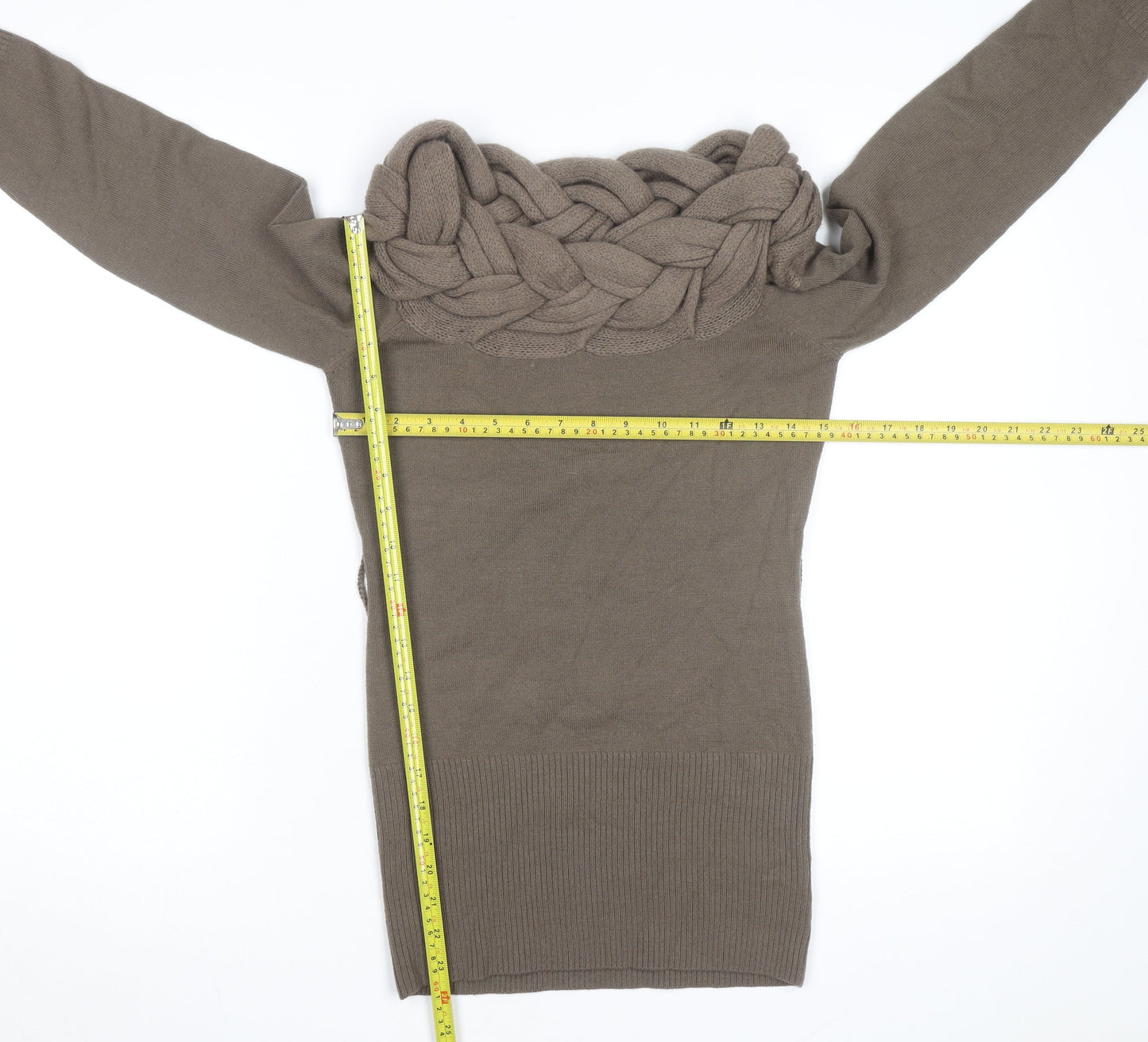 Julie Fagerholt Heartmade Women Brown Braided Boat Neck Jumper Size 12
