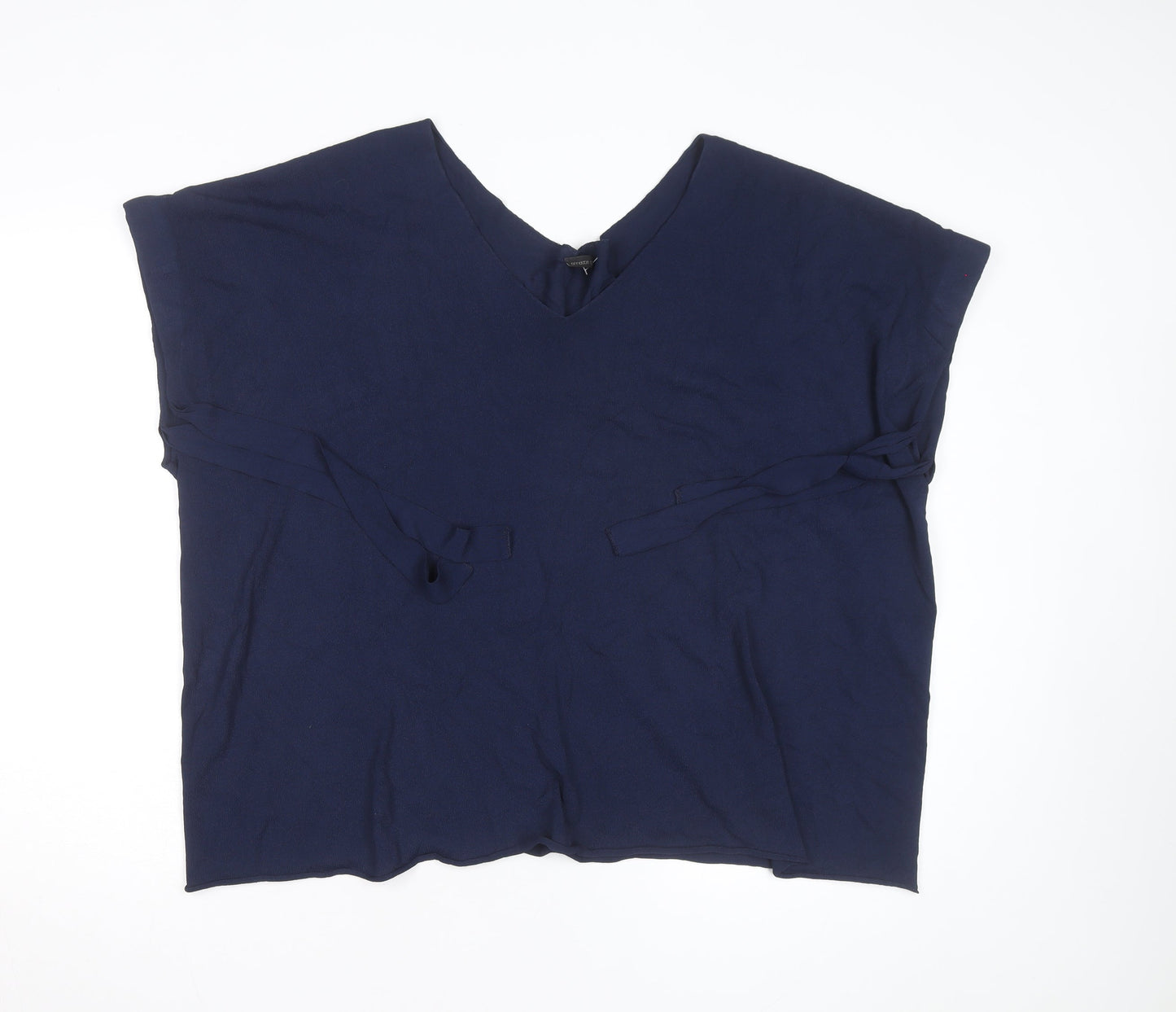 Annette Görtz Women Navy Blue L Tunic Jumper Belted V-Neck Knit Top