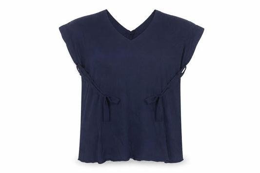Annette Görtz Women Navy Blue L Tunic Jumper Belted V-Neck Knit Top