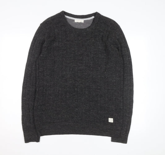 Suit Men Grey Wool Alpaca Crew Neck Knit Jumper Size M