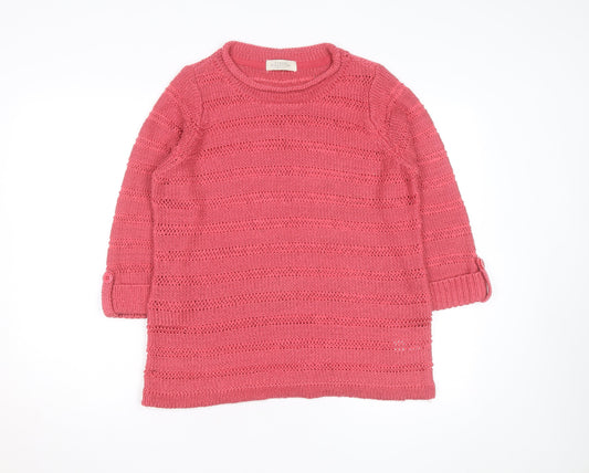 Debenhams Women’s Pink Open-Knit 3/4 Sleeve Pullover Jumper Size 16