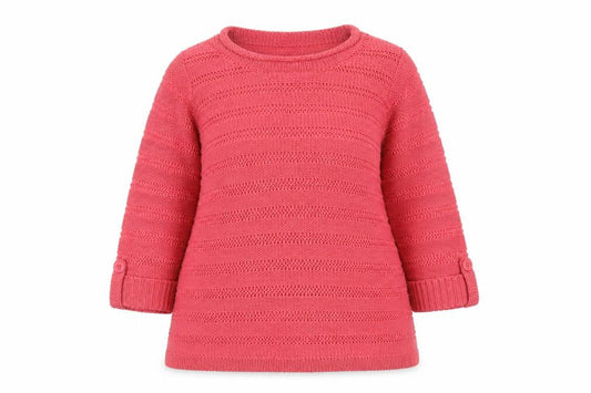 Debenhams Women’s Pink Open-Knit 3/4 Sleeve Pullover Jumper Size 16