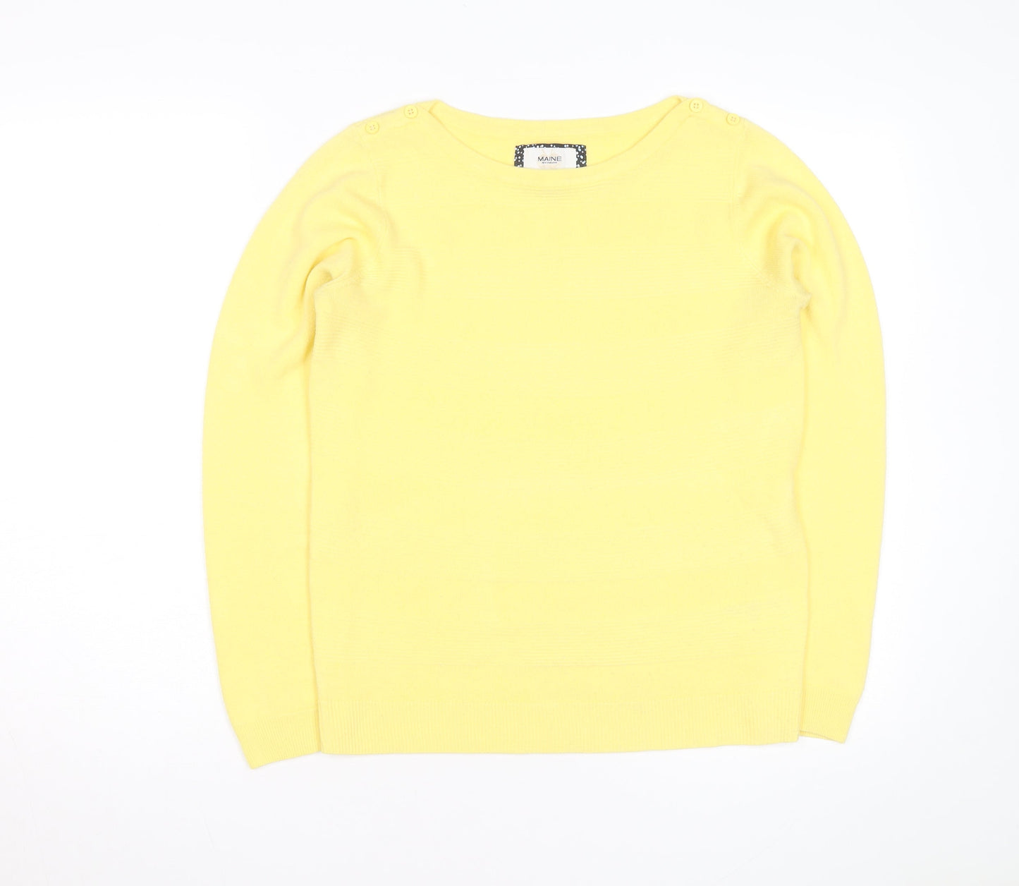 Maine New England Women's Yellow Crew Neck Jumper Size 12 Cotton Knit