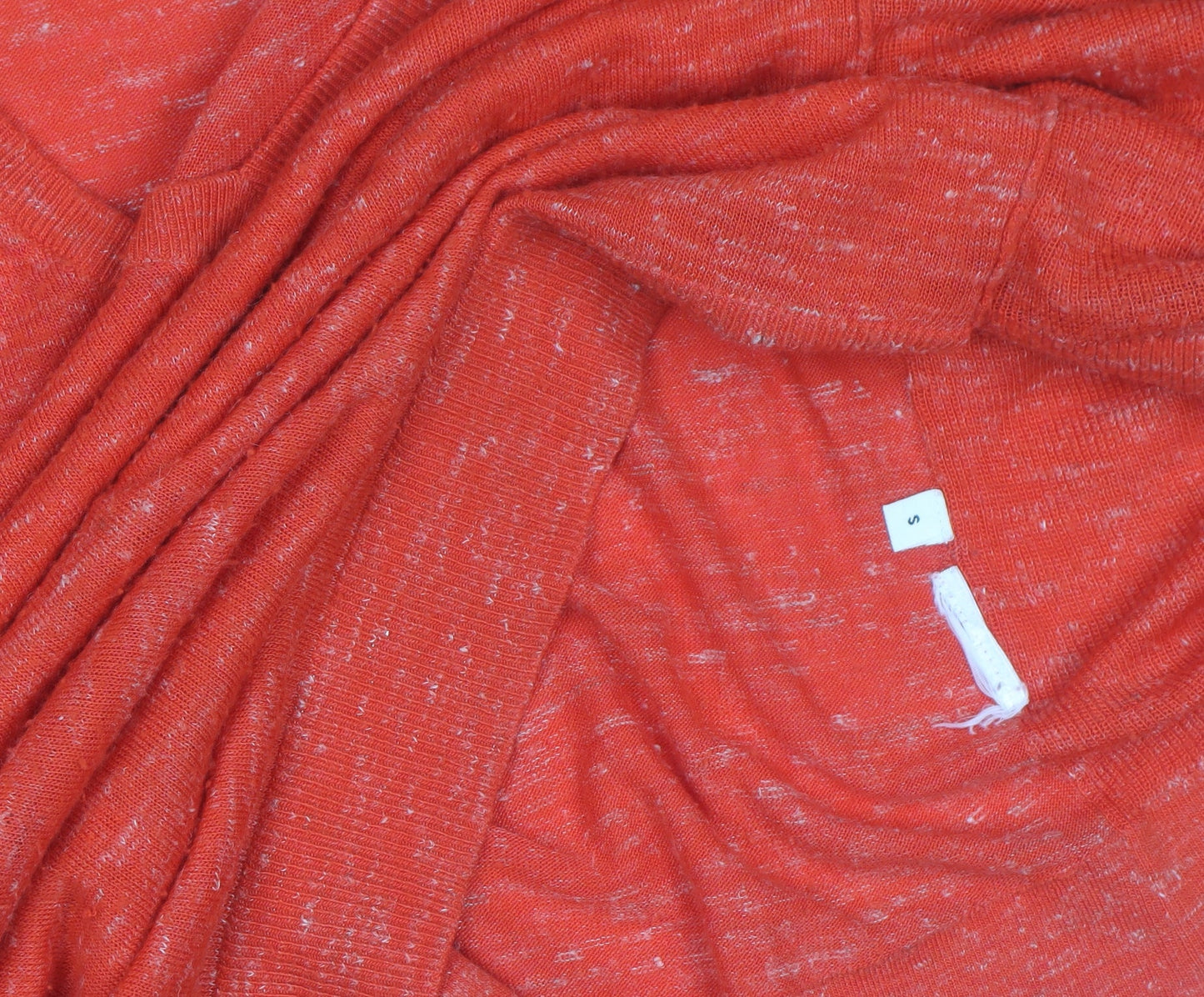 Whistles Women's Orange V-Neck Lightweight Cotton Linen Jumper Size S