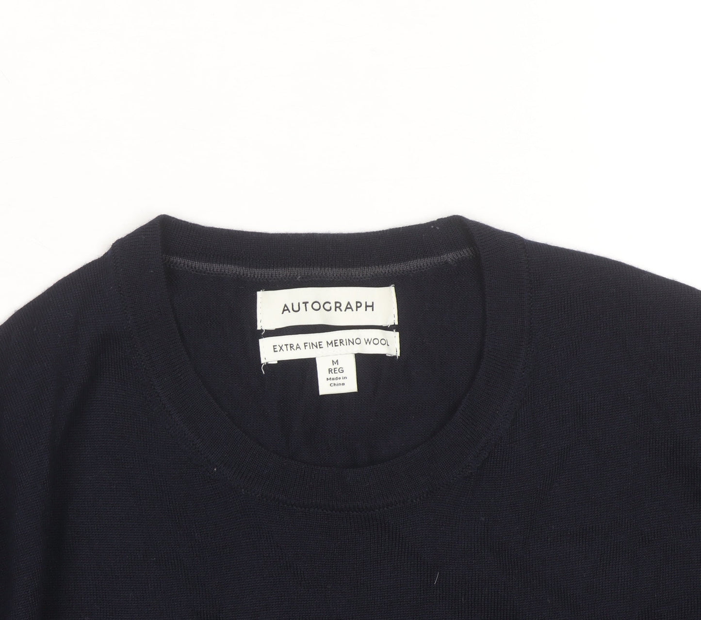 Marks and Spencer Autograph Men's Blue Merino Wool Crew Neck Jumper M
