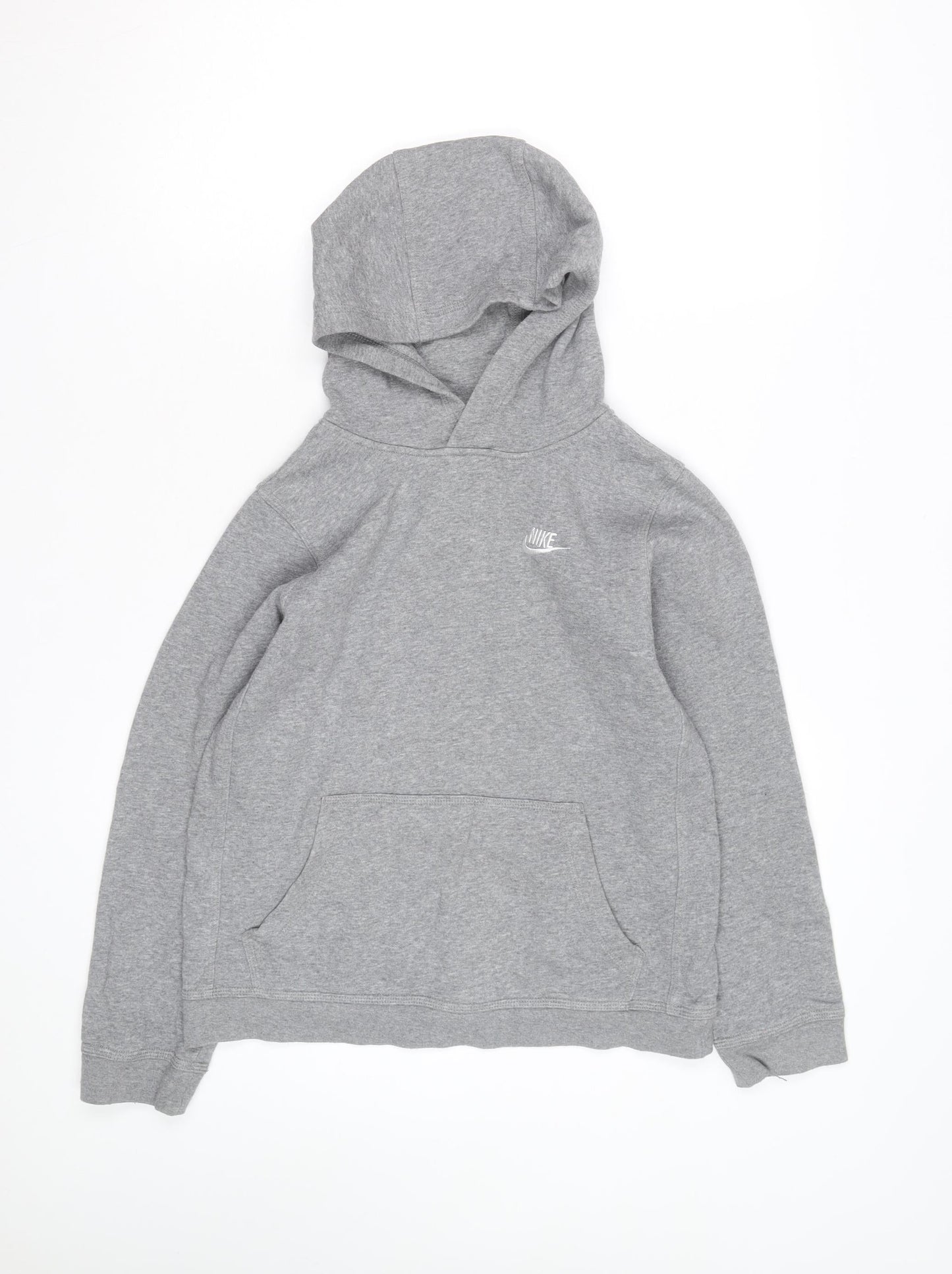 Nike Boys Grey Pullover Hoodie Sz 12-13 Years Cotton Blend Logo
