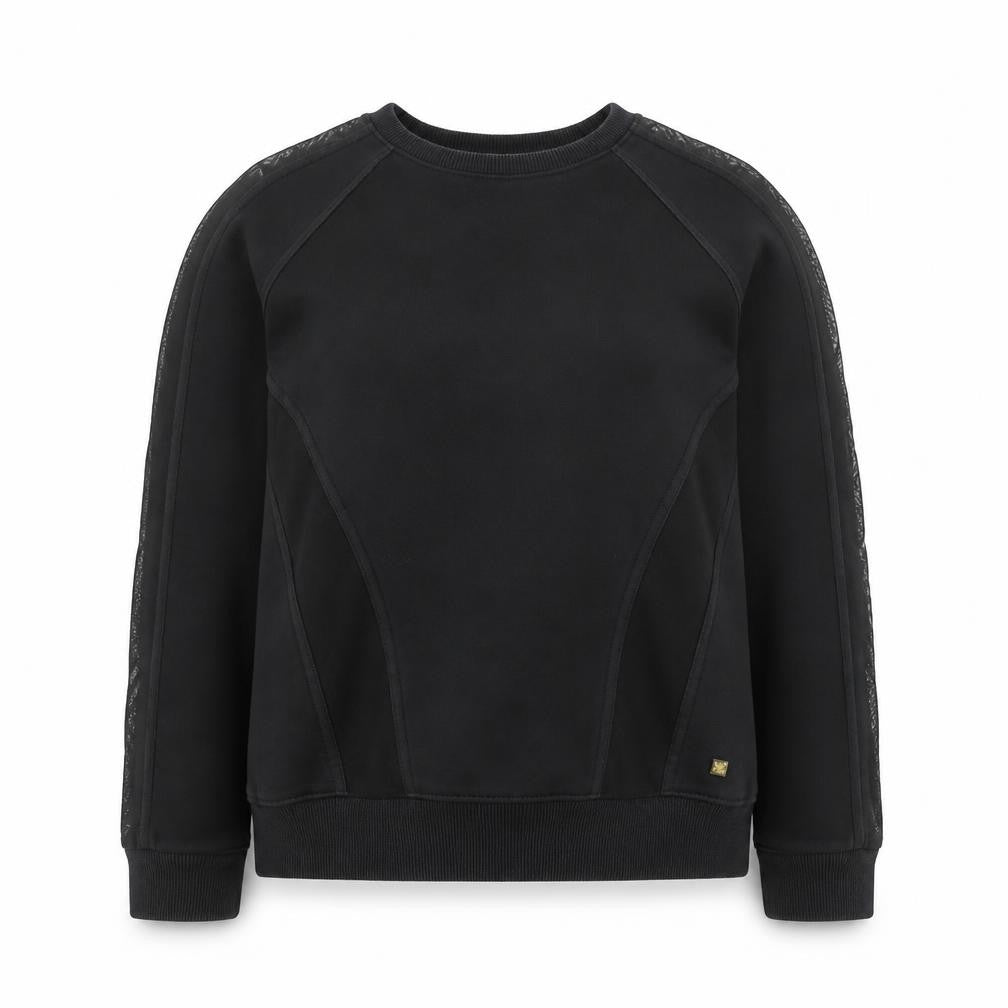Biba Women Black Size 8 Lace Panel Pullover Sweatshirt