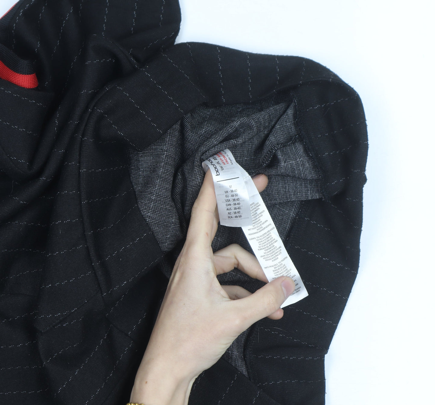 BoohooMAN Men’s Black Striped Pullover Hoodie Size M
