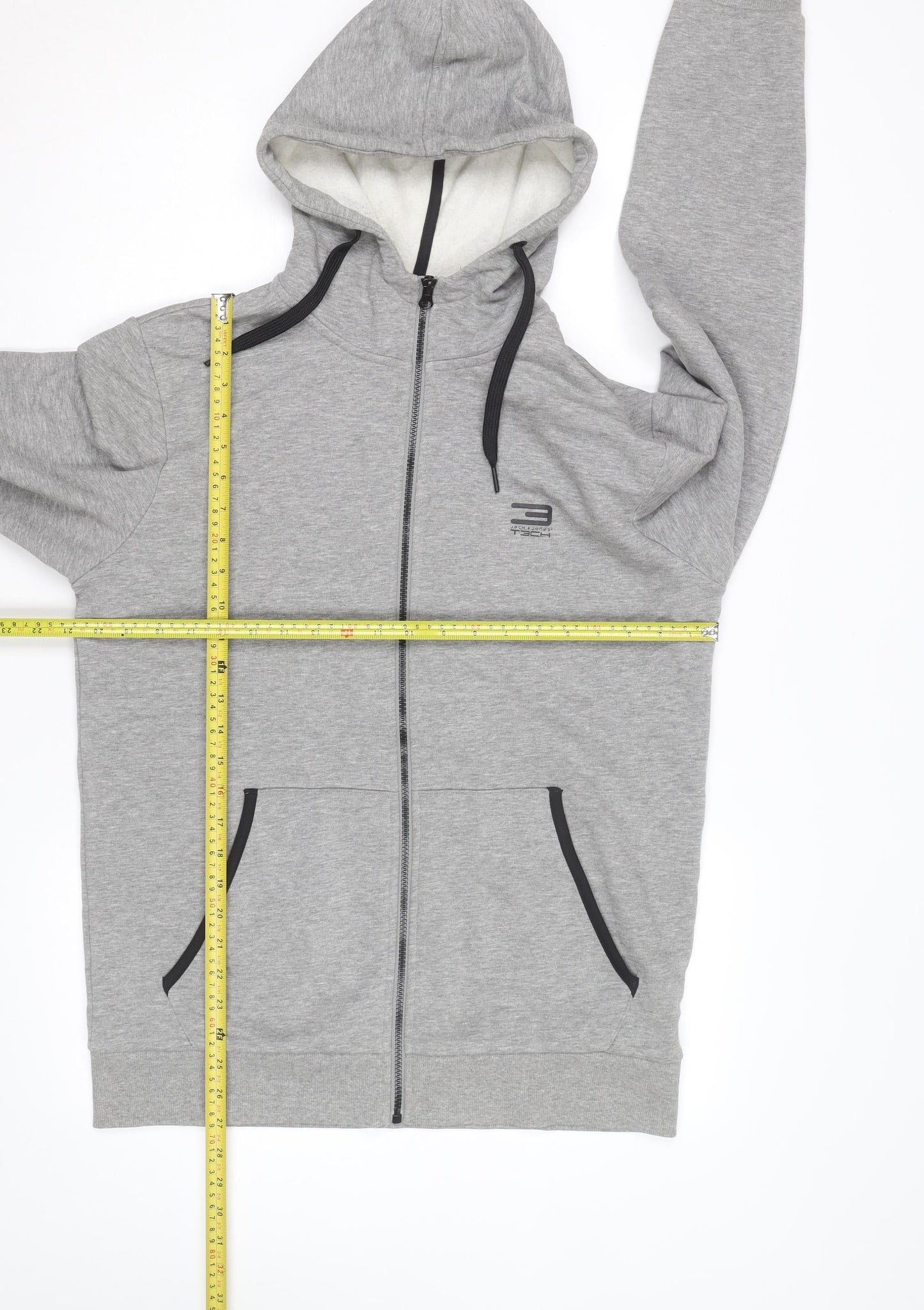 Jack & Jones Men's Grey Tech Full Zip Hoodie Size L