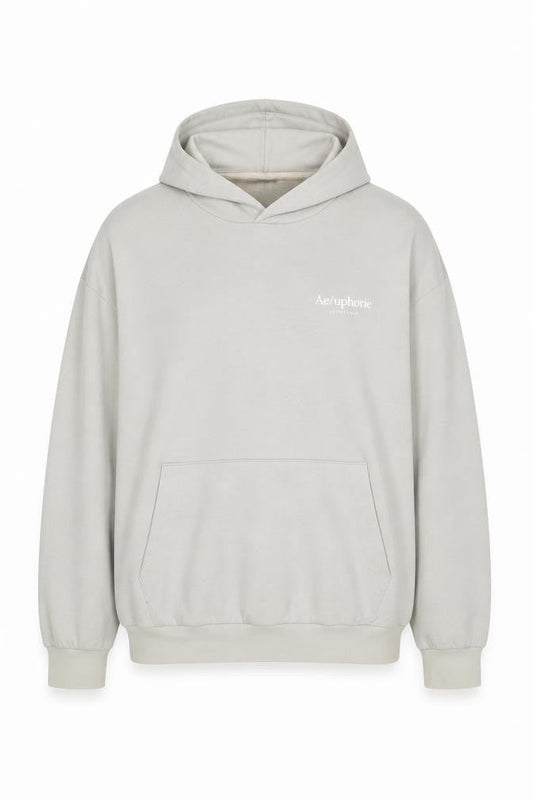 H&M Men's Beige Relaxed Pullover Hoodie Size L Graphic Print
