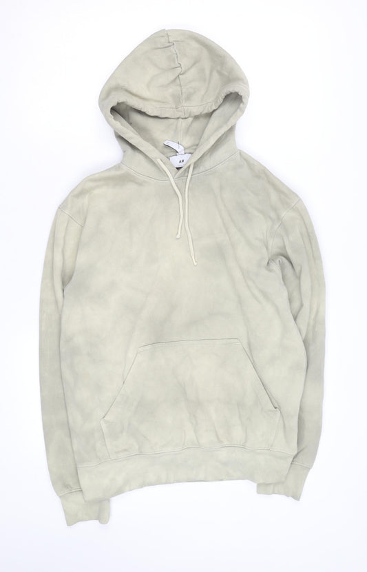 H&M Men's Beige Relaxed Fit Pullover Hoodie Size L