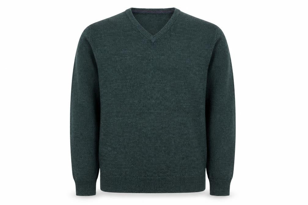 James Pringle Men's Green XL V-Neck Acrylic Knit Jumper