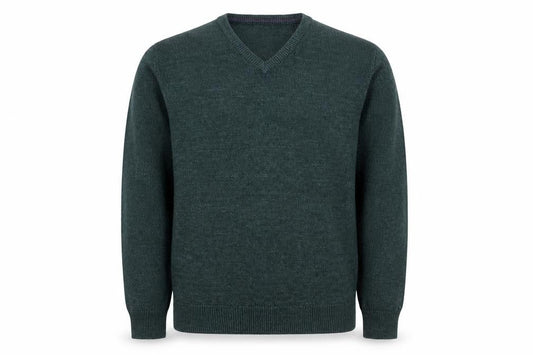 James Pringle Men's Green XL V-Neck Acrylic Knit Jumper