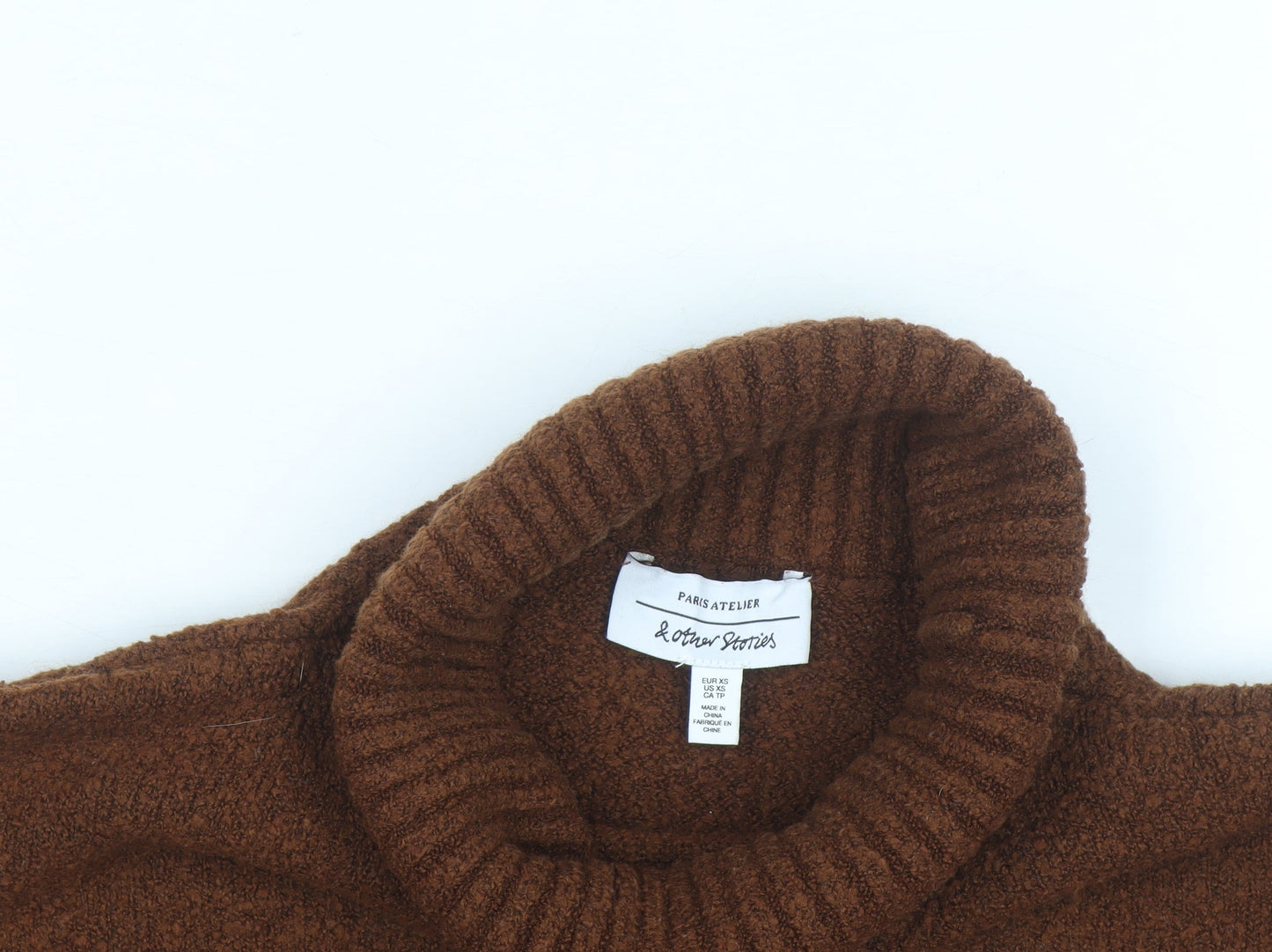 & Other Stories Women Brown Roll Neck Wool Jumper XS