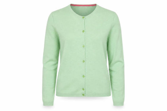 ISLE Men's Green Cashmere Crew Neck Cardigan Size S