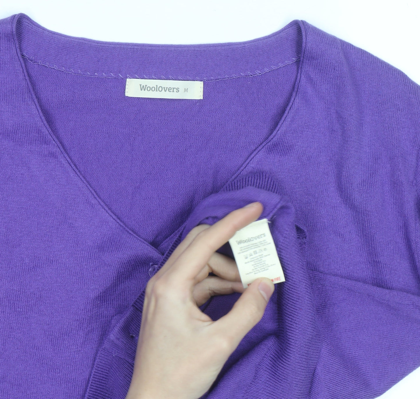 Woolovers Men's Purple Cotton Silk V-Neck Cardigan M