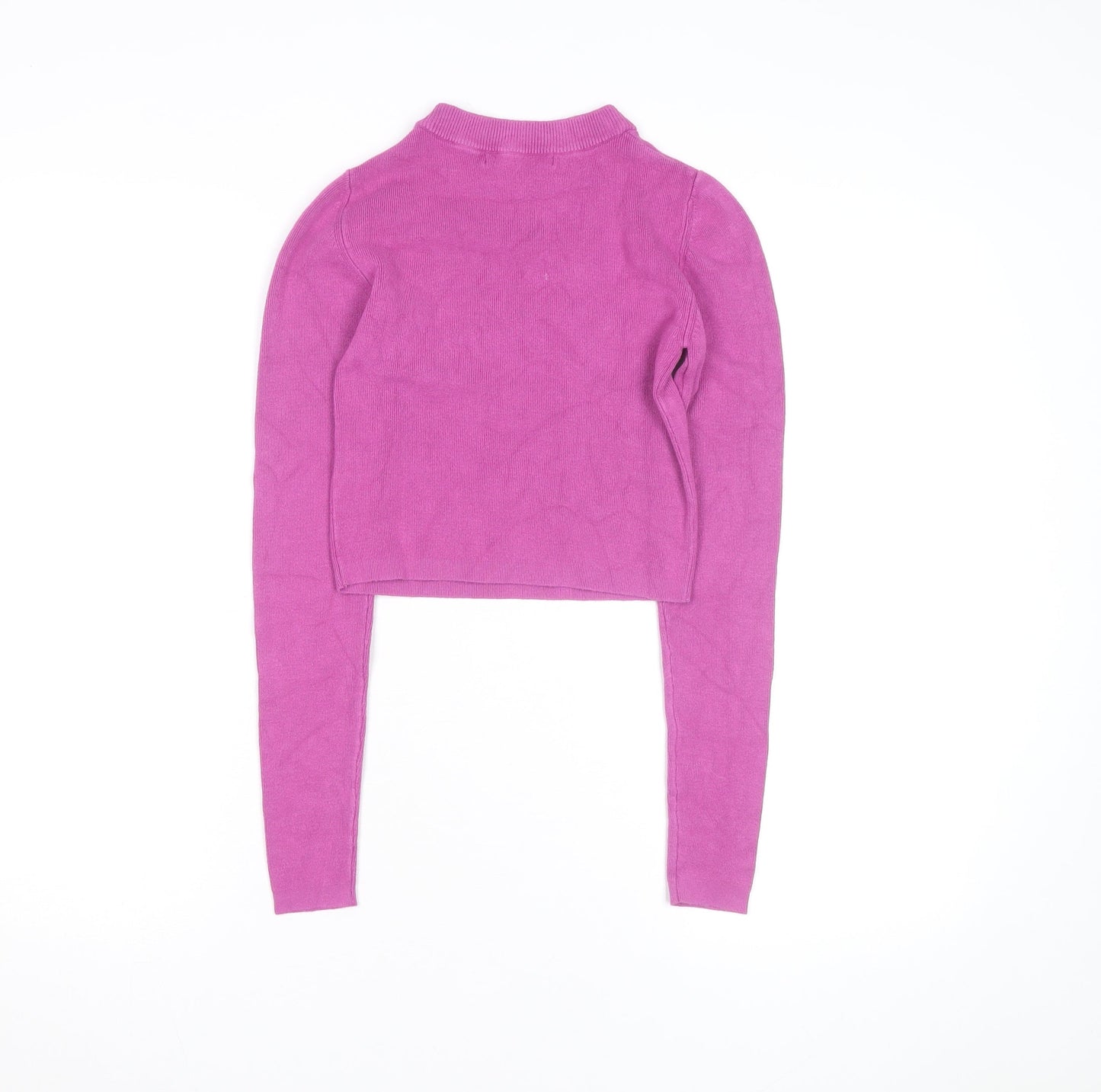 Pull & Bear Women’s Pink Mock Neck Slim Fit Knit Jumper Size 8