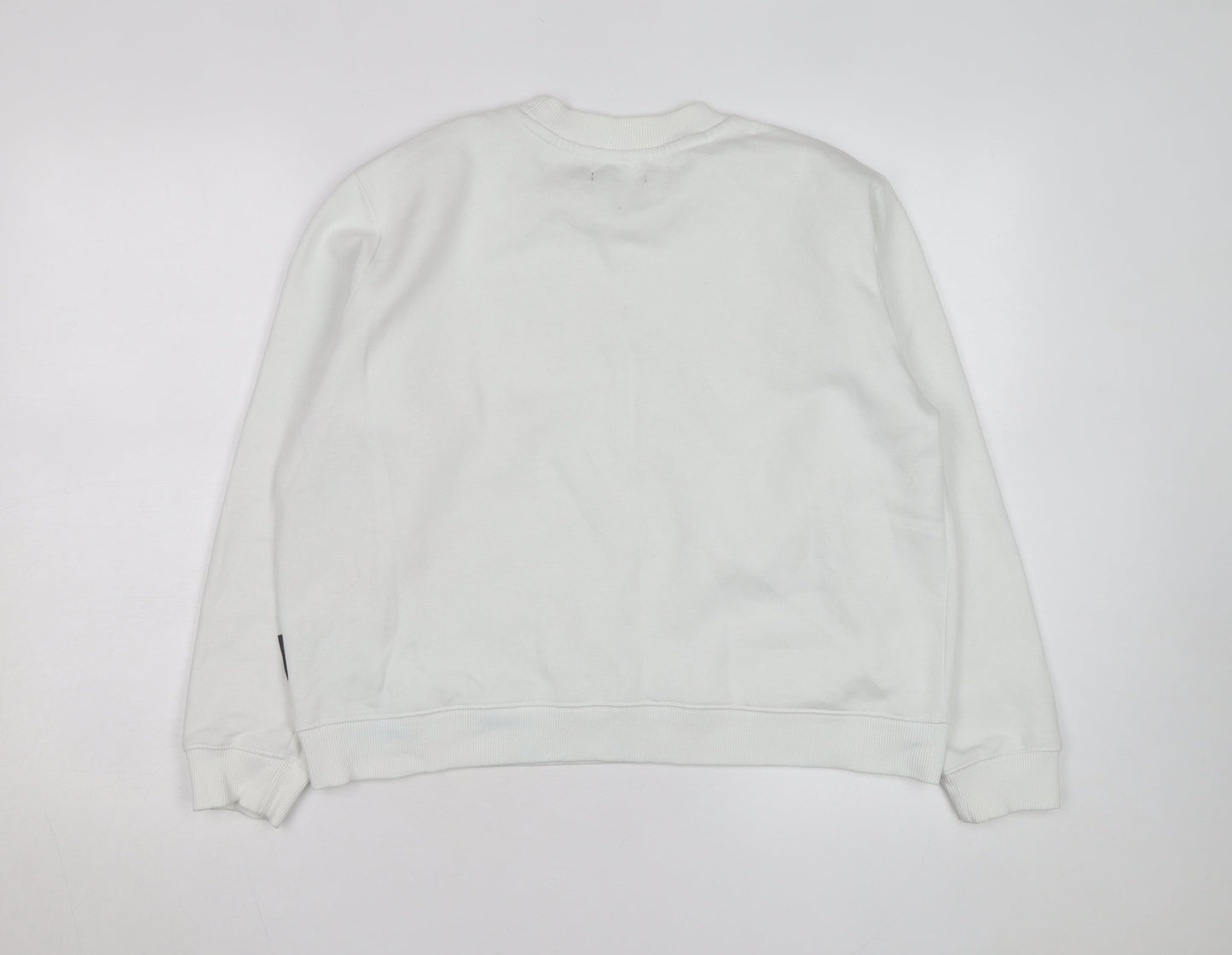 French Connection Men's White Crew Neck Logo Sweatshirt Size M