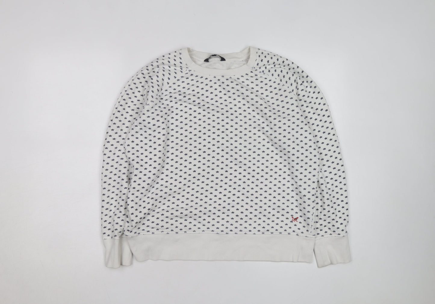 Crew Clothing Company Men’s White Star Print Pullover Sweatshirt L