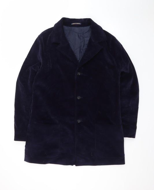 Crombie Men's Blue Corduroy Overcoat XL Cotton Lined Classic
