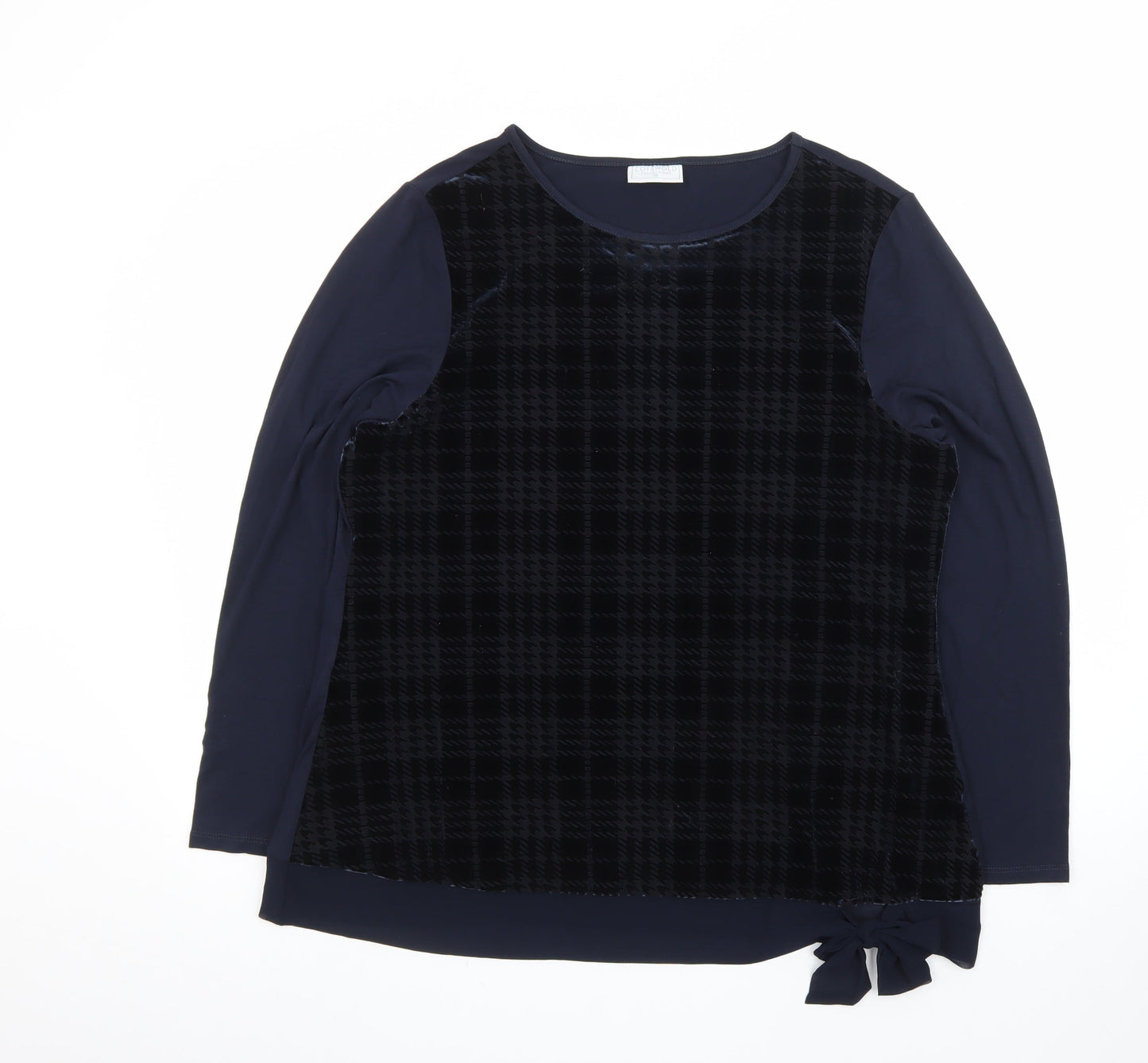 Cotswold Collections Women Blue Check Velvet Tunic Blouse Size 18
