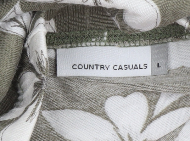 Country Casuals Women’s Green Floral A-Line Midi Skirt L