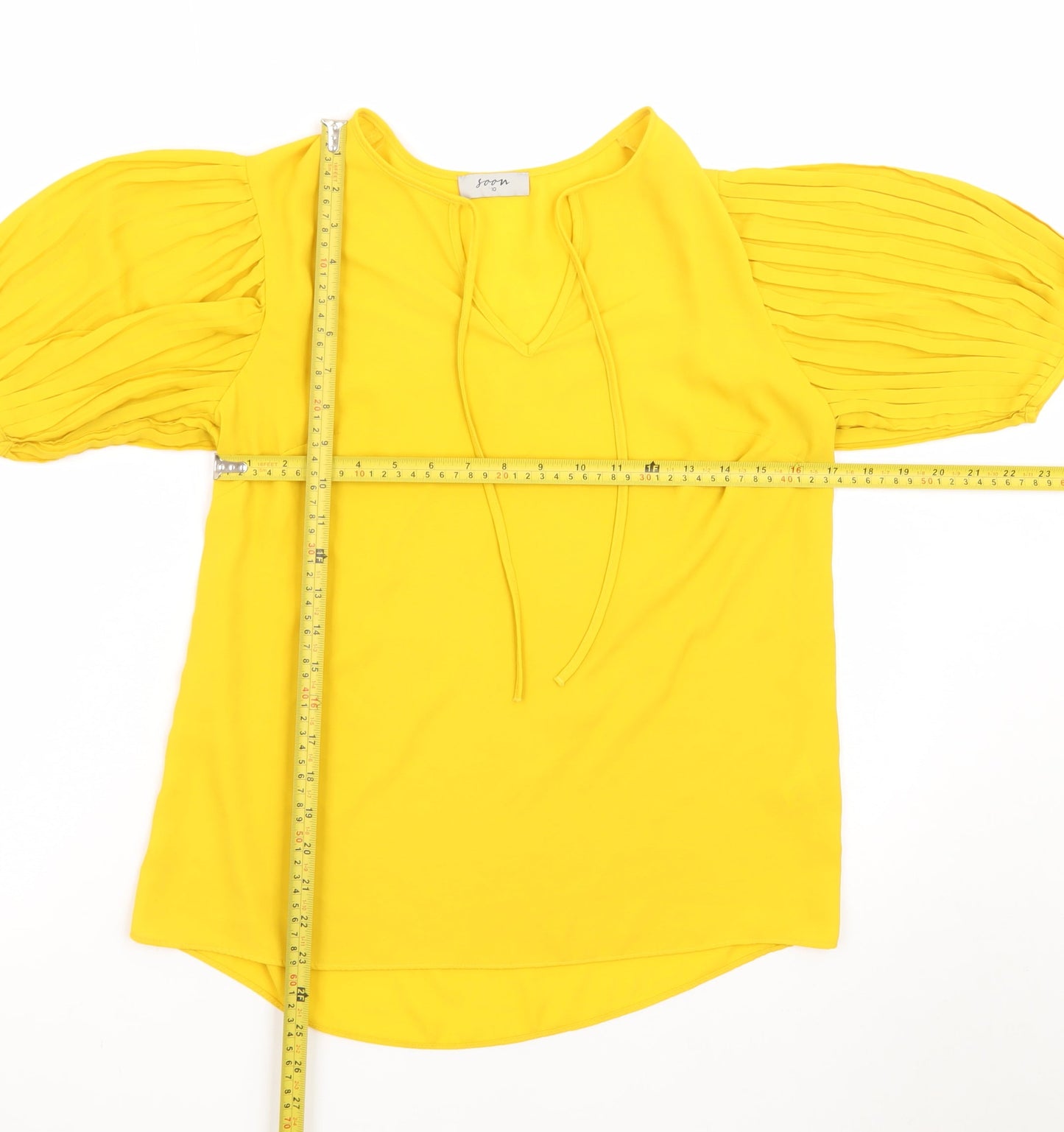 Soon Women's Yellow Puff Sleeve Tunic Blouse Size 10