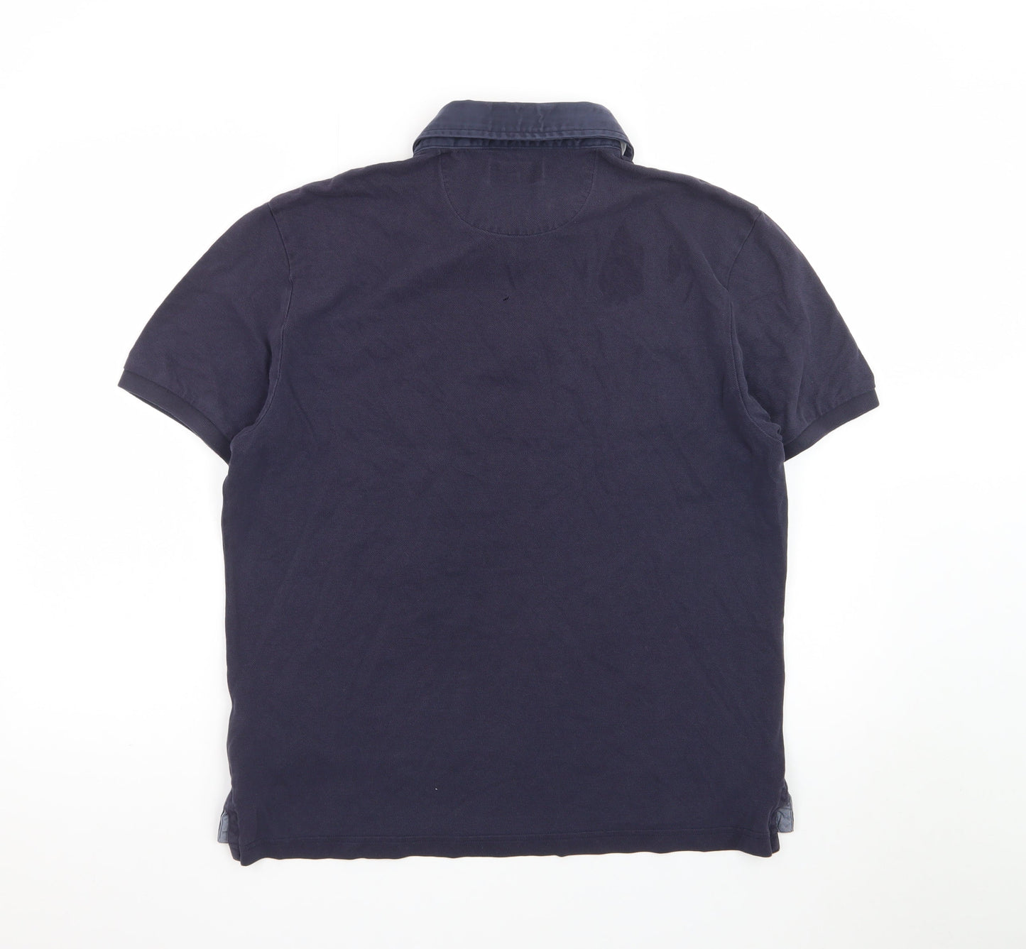 Marks and Spencer Blue Harbour Men's Blue Colourblock Polo Shirt L