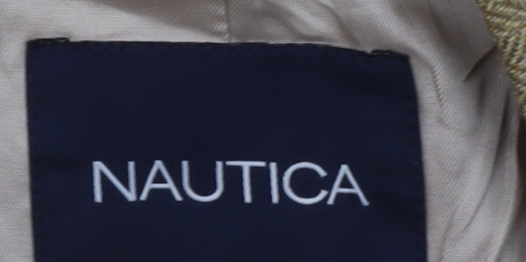 Nautica Women Beige Silk Single-Breasted Blazer 42L Classic Fit