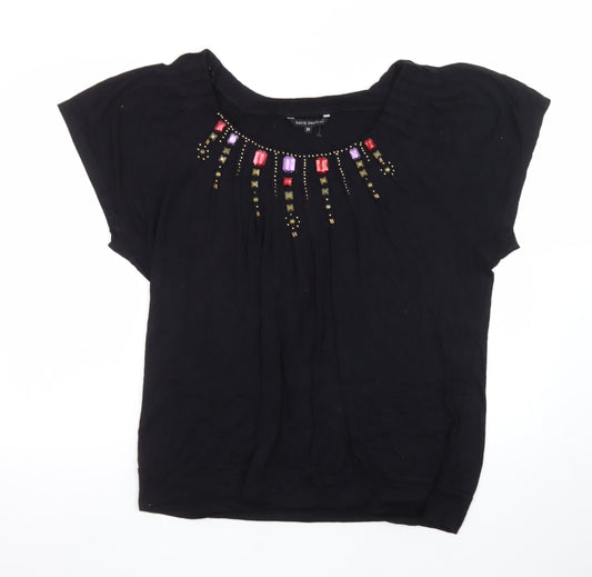 David Emanuel Women's Black Beaded Tunic Blouse Size 20