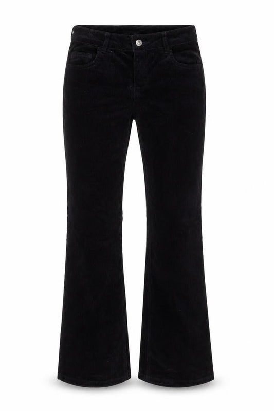 H&M Divided Women Black Corduroy Flared Trousers Size 8