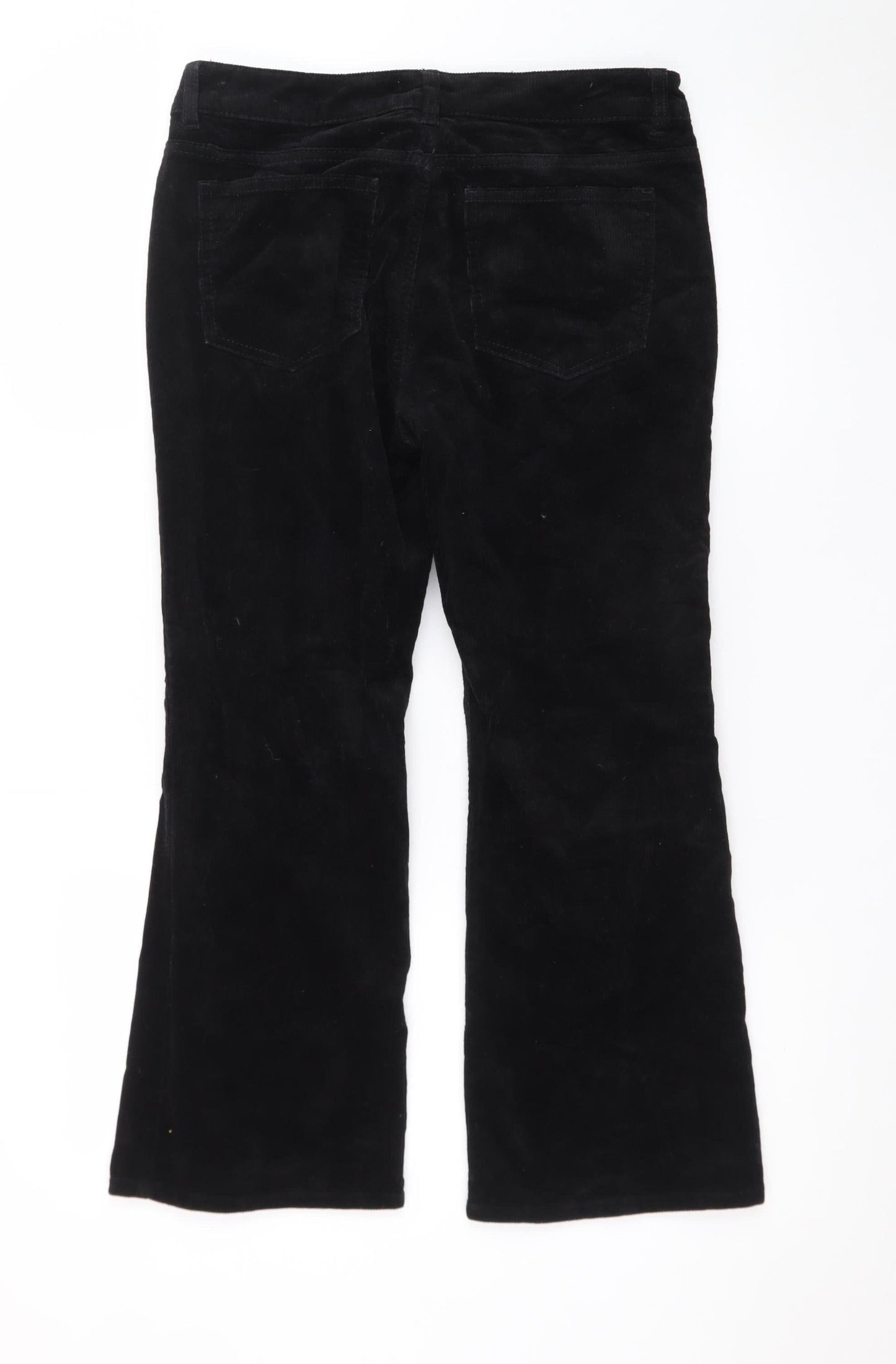 H&M Divided Women Black Corduroy Flared Trousers Size 8