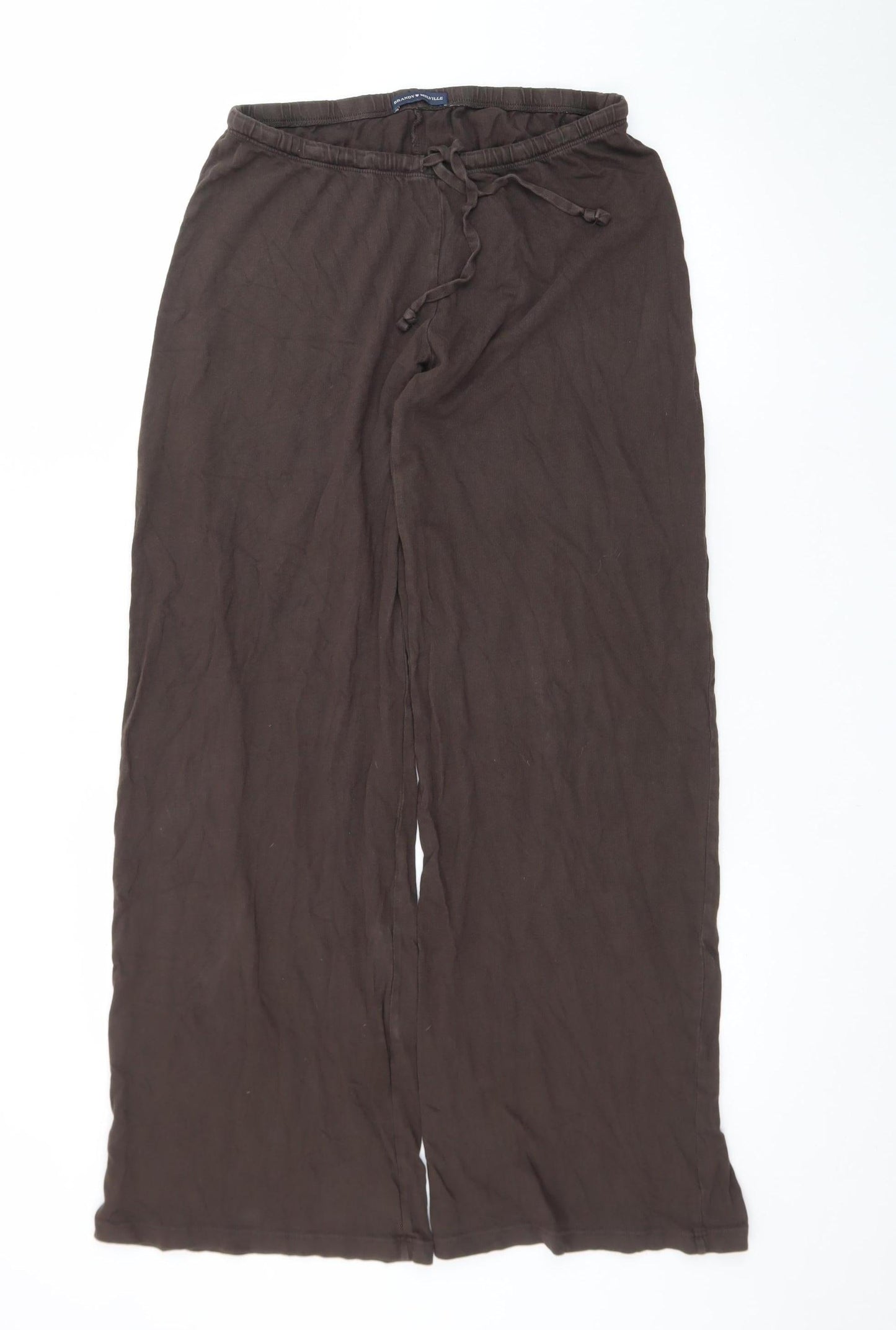 Brandy Melville Women Brown Cotton Relaxed Wide-Leg Trousers Size 22
