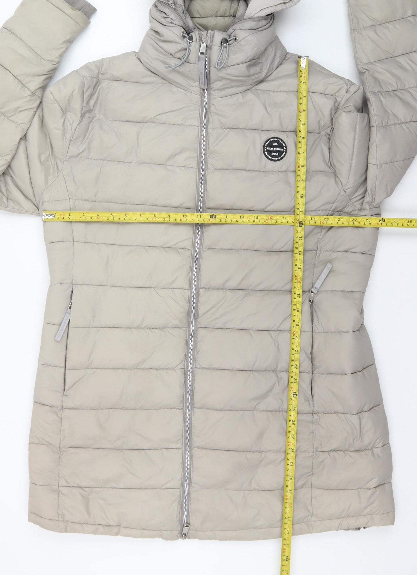 Felix Bühler Women Grey Hooded Puffer Jacket Size XL Nylon