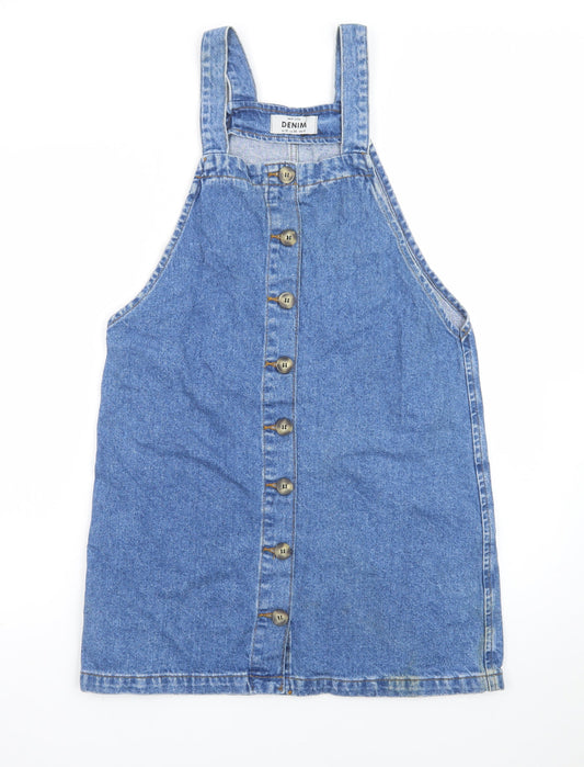 New Look Women's Blue Denim Pinafore Dress UK 10 Casual Sleeveless