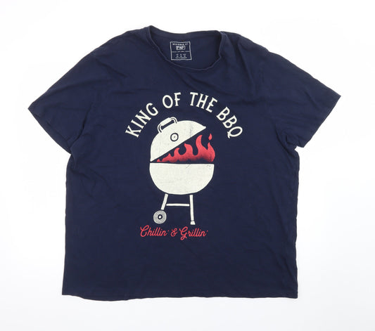 F&F Men’s Navy King of the BBQ Graphic T-Shirt 2XL Cotton Summer Top
