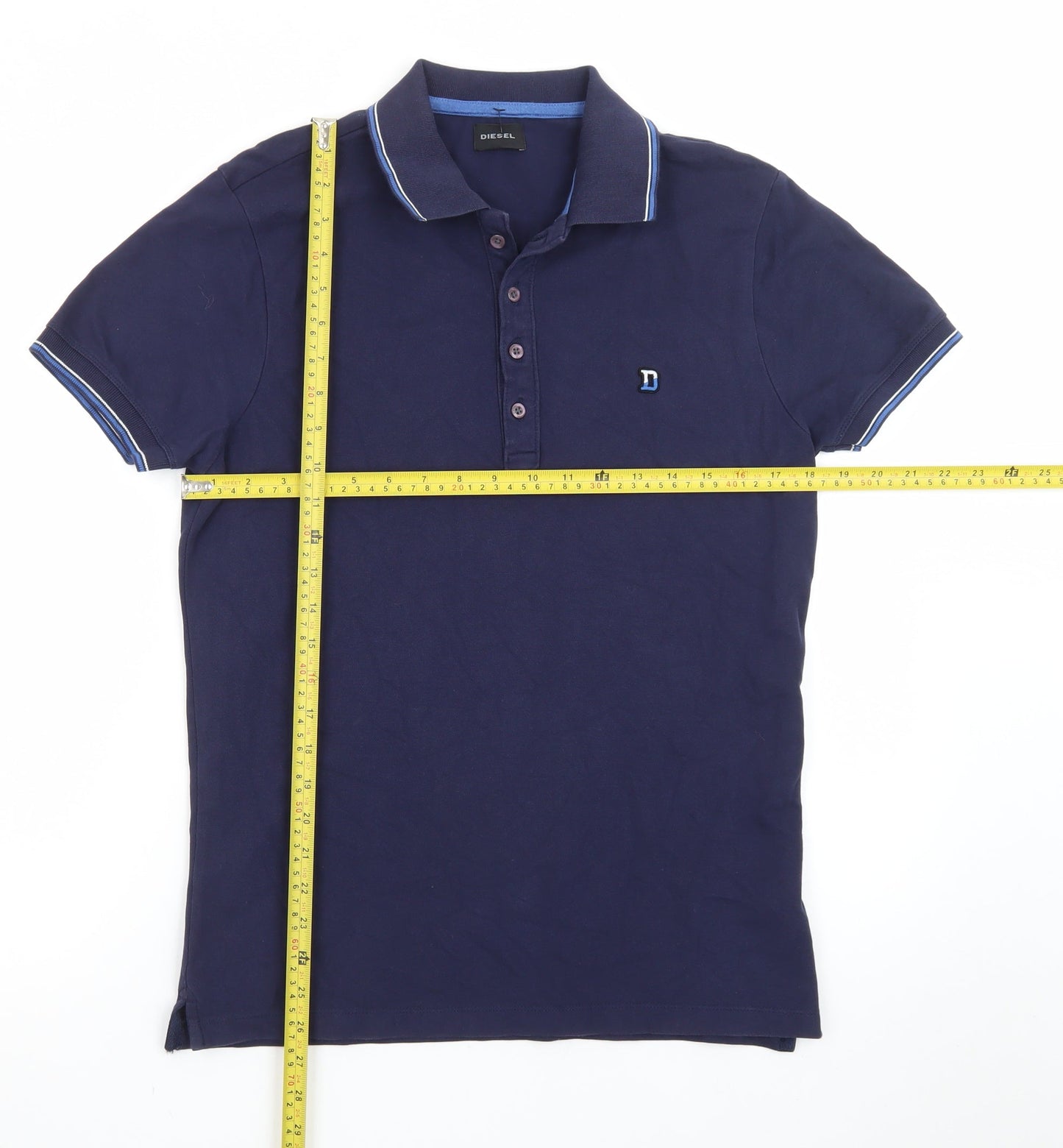 Diesel Men's Blue Slim Fit Cotton Polo Shirt Size M