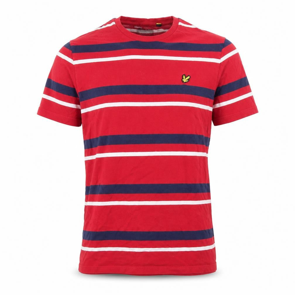 Lyle & Scott Men's Red Striped Cotton Crew Neck T-Shirt Size L