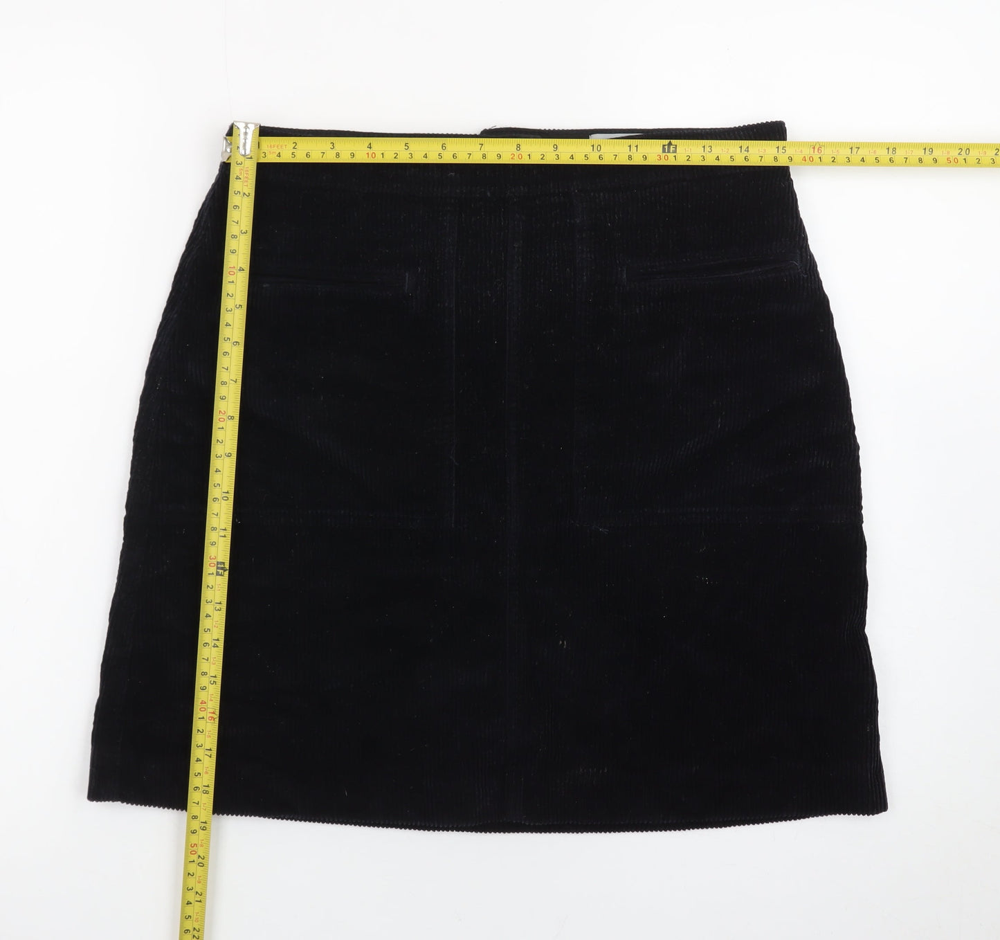 Jigsaw Women's Black Corduroy Pencil Skirt UK 10 Lined Classic