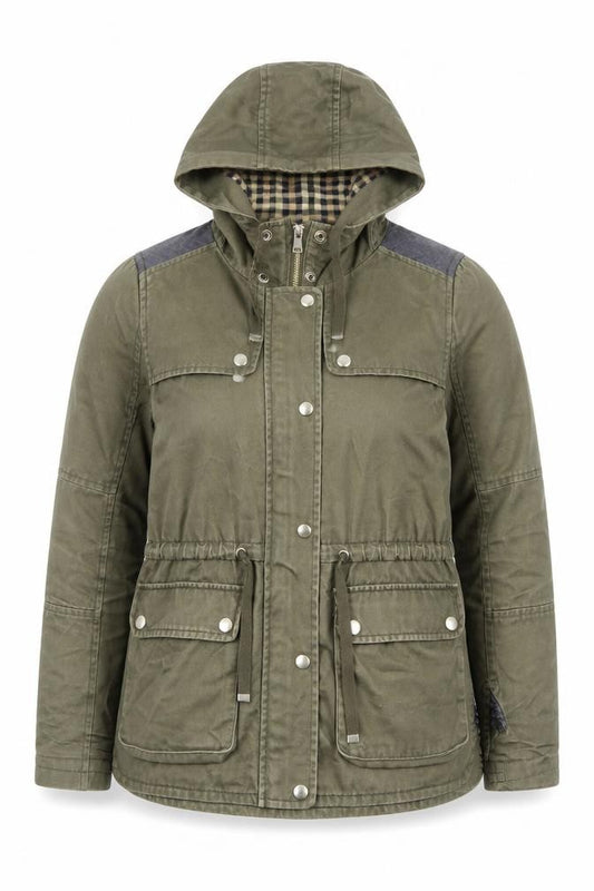 Topshop Women Green Parka Jacket UK 8 Hooded Mid-Length Coat