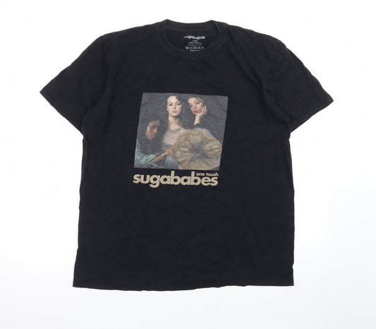 Sugababes Women's Black Cotton Band T-Shirt Size L