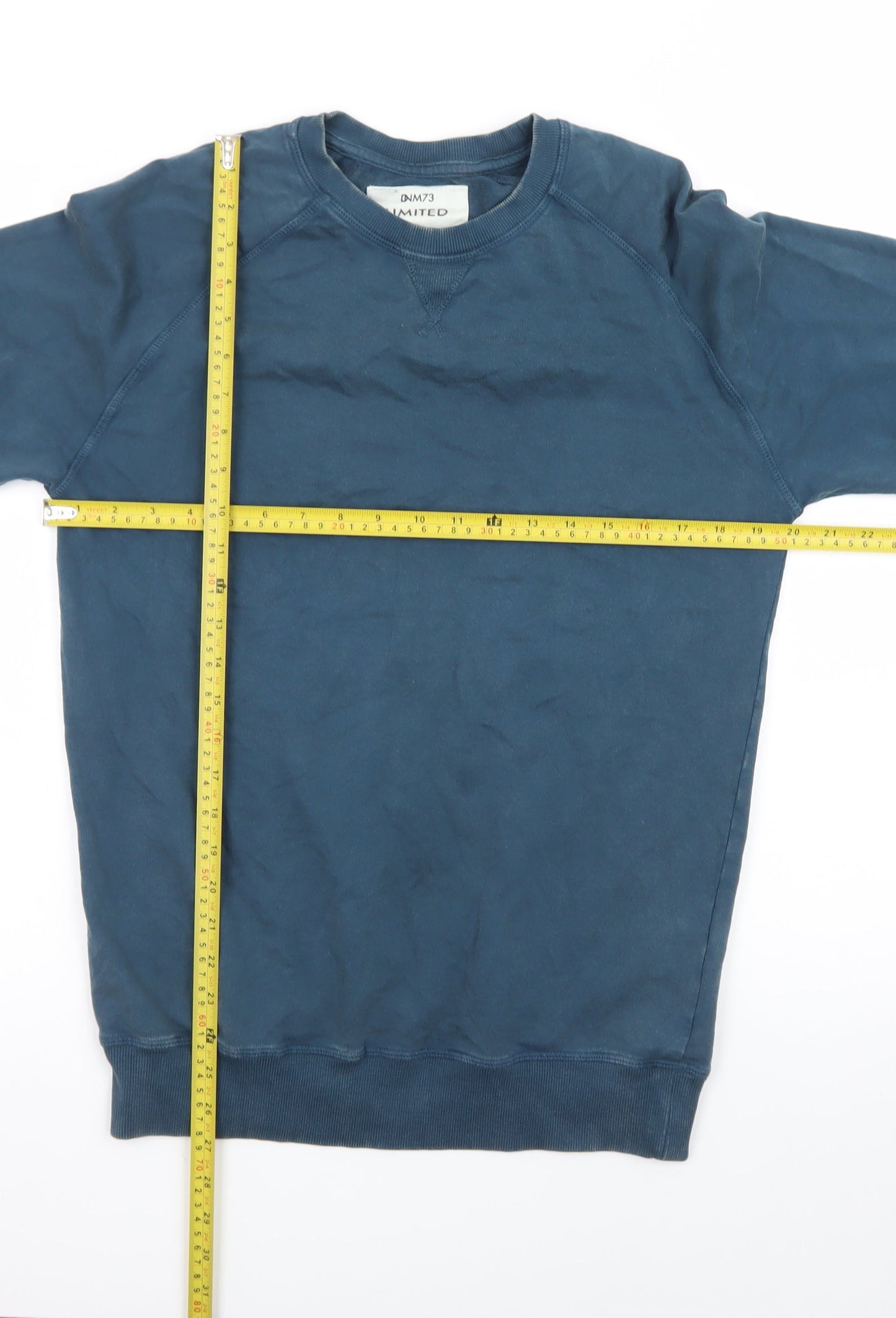 DNM73 LIMITED Men's Blue Small Crew Neck Long Sleeve T-Shirt