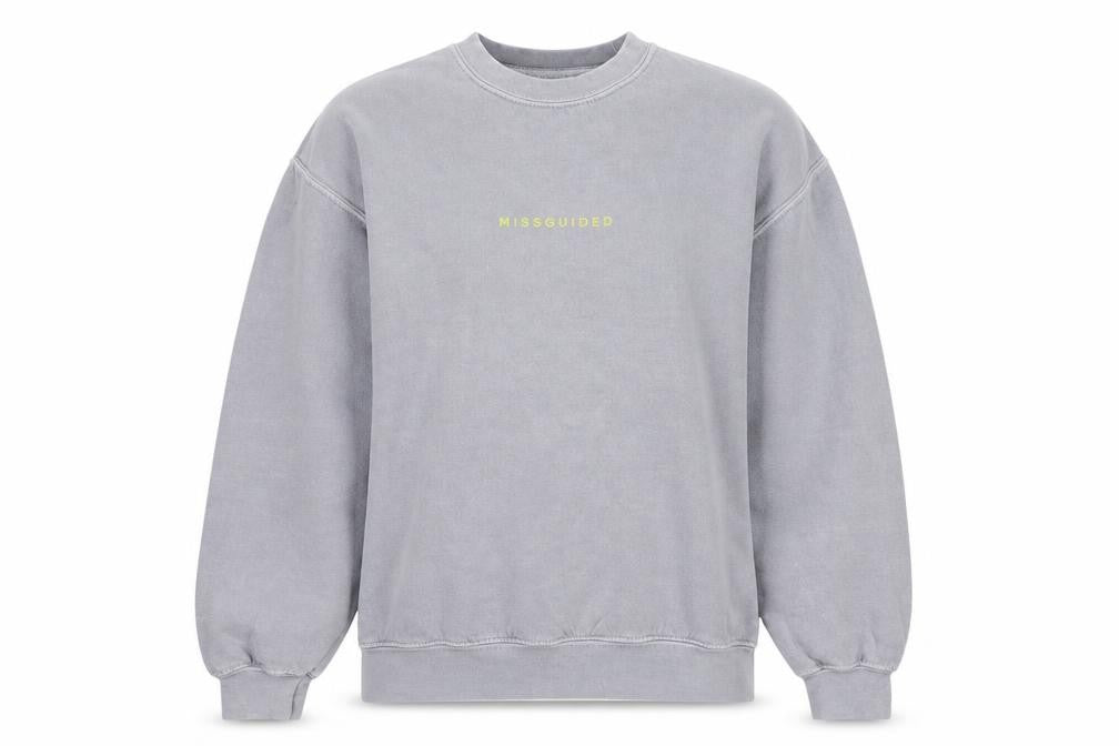Front view of Missguided Women's Grey Small Pullover Sweatshirt Casual Cotton Blend